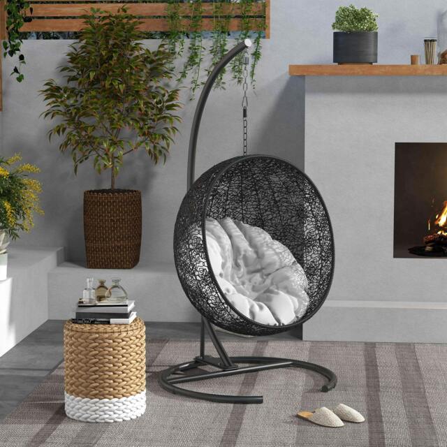 Rackhams Hammock Chair Stand w/ Round Base, C Swing Stand Only, Black - image 1