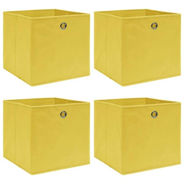 Rackhams Storage Boxes 4 pcs Yellow 32x32x32 cm Fabric