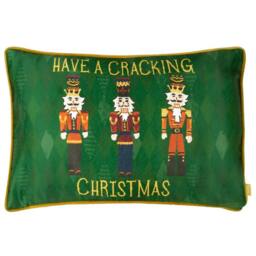 Rackhams Nutcracker Christmas Cushion Cover - Green - 50cm x 30cm - Green - 73% Polyester/27% Cotton