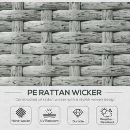 Rackhams 5PC PE Rattan Sun Lounger, Outdoor Wicker 5-level Adjustable Recliner Sofa Bed with Storage Side Table and Footstools, Beige - Beige - thumbnail 4
