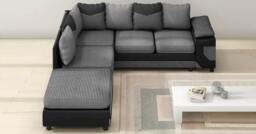 Rackhams Dino Jumbo Cord with Leather 4-5 Seater Fabric Corner Sofa in Grey with Black - Right Hand Corner - thumbnail 4