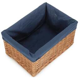 Rackhams Double Steamed Navy Cotton Lined Willow Storage Baskets - Large - thumbnail 6