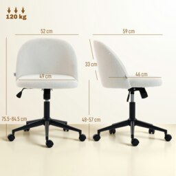 Rackhams Desk Chair, Fluffy Swivel Office Chair for Makeup Vanity, Cream - Yes - Charcoal grey - thumbnail 3