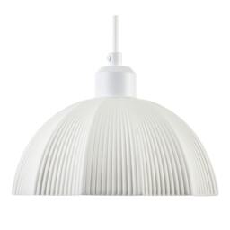 Rackhams Frosted White Ceramic Umbrella Pendant Light Shade with Etched Lines - thumbnail 4