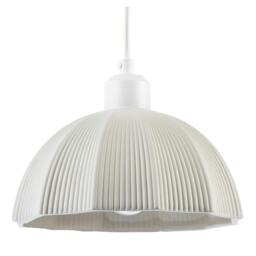 Rackhams Frosted White Ceramic Umbrella Pendant Light Shade with Etched Lines - thumbnail 1