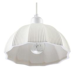 Rackhams Frosted White Ceramic Umbrella Pendant Light Shade with Etched Lines - thumbnail 5