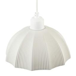 Rackhams Frosted White Ceramic Umbrella Pendant Light Shade with Etched Lines - thumbnail 3