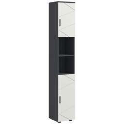 Rackhams Line Embossed Tall Bathroom Storage Cabinet with Three-position Adjustable Shelves for Minimalist Style - Grey - thumbnail 1