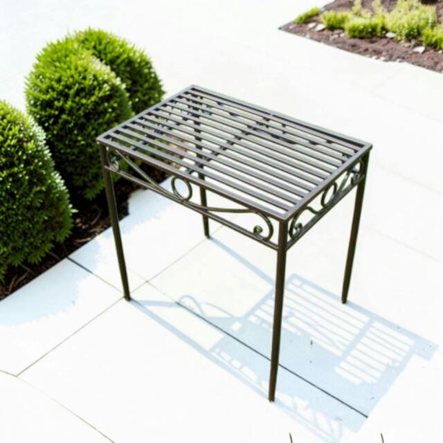 Rackhams Versailles Metal Table in Antique Bronze Effect, Large Side Table or Plant Stand for Indoors and Garden, Fully Assembled - image 1