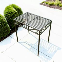 Rackhams Versailles Metal Table in Antique Bronze Effect, Large Side Table or Plant Stand for Indoors and Garden, Fully Assembled