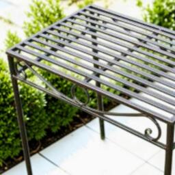 Rackhams Versailles Metal Table in Antique Bronze Effect, Large Side Table or Plant Stand for Indoors and Garden, Fully Assembled - thumbnail 2
