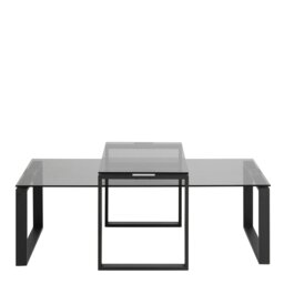 Rackhams Katrine Coffee Table Set with Smoked Glass Top - 1 - Black - Black - thumbnail 2