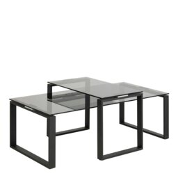 Rackhams Katrine Coffee Table Set with Smoked Glass Top - 1 - Black - Black
