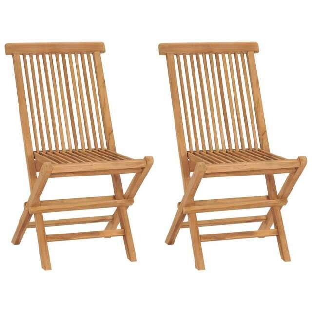 Rackhams Folding Garden Chairs 2 pcs Solid Teak Wood