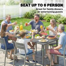 Rackhams Garden Dining Table for 6 Person, 165 x 80 cm - 1 - 165 x 80 x 74 cm - 80 - thumbnail 4