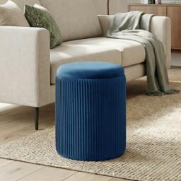 Rackhams Round Storage Ottoman with Removable Top - Grey - thumbnail 2