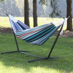 Rackhams Double Cotton Hammock with Stand (250cm) - Denim - thumbnail 3