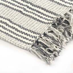 Rackhams Throw Cotton Stripes 220x250 cm Grey and White - thumbnail 4