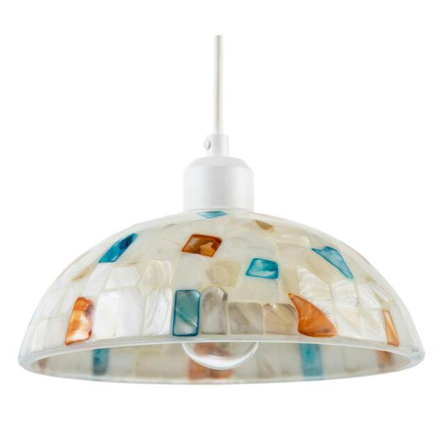 Rackhams Mother of Pearl Mosaic Dome Pendant Lighting Shade with Coloured Tiles - image 1