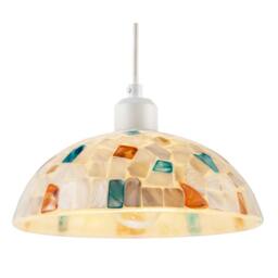 Rackhams Mother of Pearl Mosaic Dome Pendant Lighting Shade with Coloured Tiles - thumbnail 2
