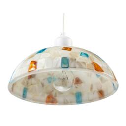 Rackhams Mother of Pearl Mosaic Dome Pendant Lighting Shade with Coloured Tiles - thumbnail 5