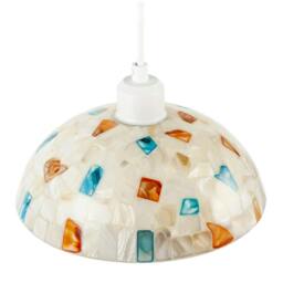 Rackhams Mother of Pearl Mosaic Dome Pendant Lighting Shade with Coloured Tiles - thumbnail 3