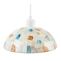 Rackhams Mother of Pearl Mosaic Dome Pendant Lighting Shade with Coloured Tiles - thumbnail 4