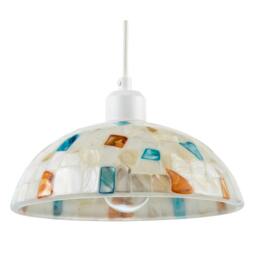 Rackhams Mother of Pearl Mosaic Dome Pendant Lighting Shade with Coloured Tiles