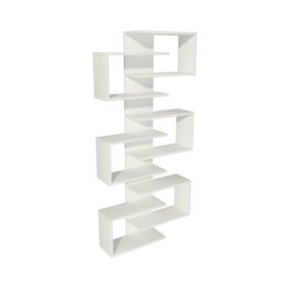 Rackhams Floating Bookcase with Geometric Shelves Rozalin 161 cm Tall Wall Mounted Bookcase - White - thumbnail 6