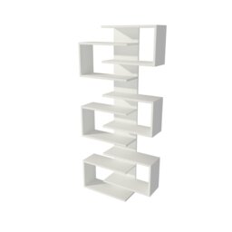 Rackhams Floating Bookcase with Geometric Shelves Rozalin 161 cm Tall Wall Mounted Bookcase - White - thumbnail 3