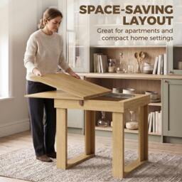 Rackhams Folding Dining Table Under-Table Storage 140cm Oak - thumbnail 5