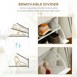 Rackhams Narrow Shoe Storage with 2 Flip Drawers and Adjustable Shelves Shoe Cabinet Organizer for 12 Pairs of Shoes, White - thumbnail 6
