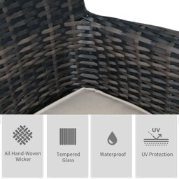 Rackhams 7 PCS Aluminium Rattan Garden Furniture 4 Seat Set, 135CM Round Tempered Glass Dining Table + 6 Chairs Set Full Assembly - Gray - thumbnail 4