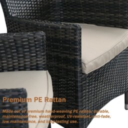 Rackhams 7 PCS Aluminium Rattan Garden Furniture 4 Seat Set, 135CM Round Tempered Glass Dining Table + 6 Chairs Set Full Assembly - Gray - thumbnail 3