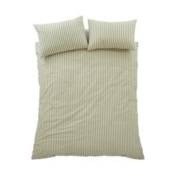 Rackhams Cotton Rich Woven Stripe Duvet Cover Set Green - Super King - Green - thumbnail 5