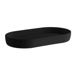 "Rackhams Freestanding Black Soap Dish 18 x 9.5cm (7"" x 3.7"") Smooth Plastic Soap Tray for Bath Sink Shower Bathroom"