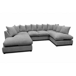 Rackhams Preston U Shaped Jumbo Cord Scatter-Back Corner Sofa - Light Beige - thumbnail 5