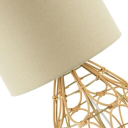Rackhams Traditional Vintage Wrapped Rattan Table Lamp with Cream Linen Fabric Shade - thumbnail 6