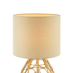 Rackhams Traditional Vintage Wrapped Rattan Table Lamp with Cream Linen Fabric Shade - thumbnail 5