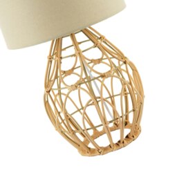 Rackhams Traditional Vintage Wrapped Rattan Table Lamp with Cream Linen Fabric Shade - thumbnail 4