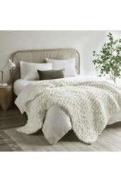 Rackhams Chunky Knit Throw Blanket 100x120cm - Off White - One Size - thumbnail 4