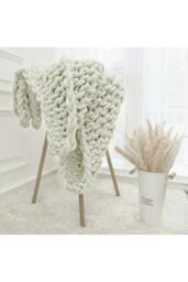 Rackhams Chunky Knit Throw Blanket 100x120cm - Off White - One Size - thumbnail 3