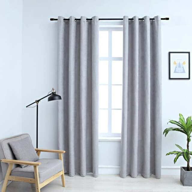 Rackhams Blackout Curtains with Metal Rings 2 pcs Grey 140x245 cm