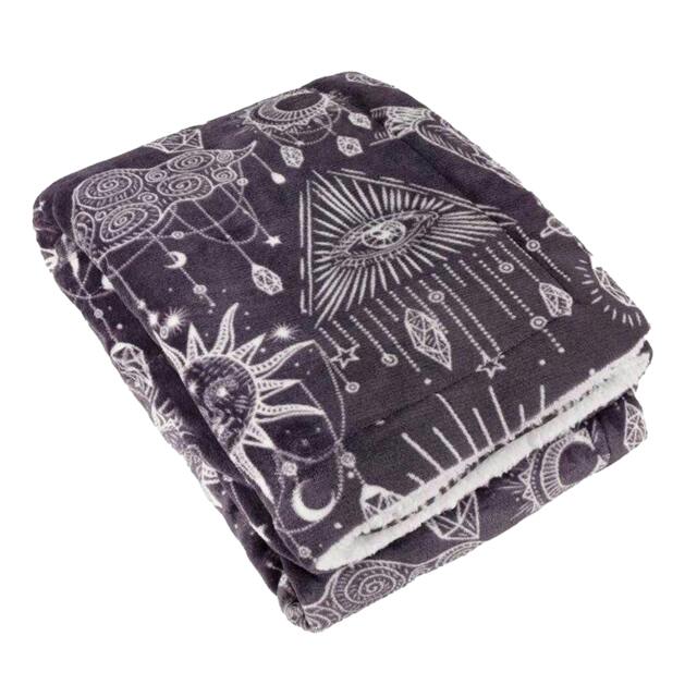 Rackhams Sherpa Fleece Constellation Throw - Charcoal/Cream - 180cm x 130cm - Charcoal/Cream - 100% Polyester - image 1
