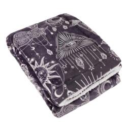 Rackhams Sherpa Fleece Constellation Throw - Charcoal/Cream - 180cm x 130cm - Charcoal/Cream - 100% Polyester