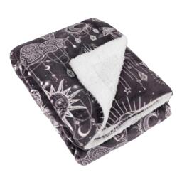 Rackhams Sherpa Fleece Constellation Throw - Charcoal/Cream - 180cm x 130cm - Charcoal/Cream - 100% Polyester - thumbnail 2