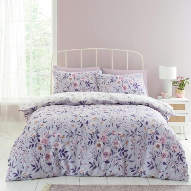 Rackhams Isadora Floral Reversible Duvet Cover Set - Lilac - Double - image 1