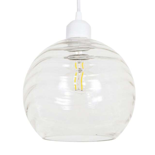 Rackhams Modern Designer Clear Circular Ribbed Glass Non Electric Pendant Lamp Shade - image 1