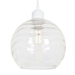 Rackhams Modern Designer Clear Circular Ribbed Glass Non Electric Pendant Lamp Shade - thumbnail 2