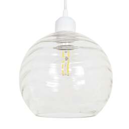 Rackhams Modern Designer Clear Circular Ribbed Glass Non Electric Pendant Lamp Shade - thumbnail 1